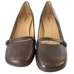 Strictly Comfort Women's Brown Leather Mary Jane Pumps Size 8.5